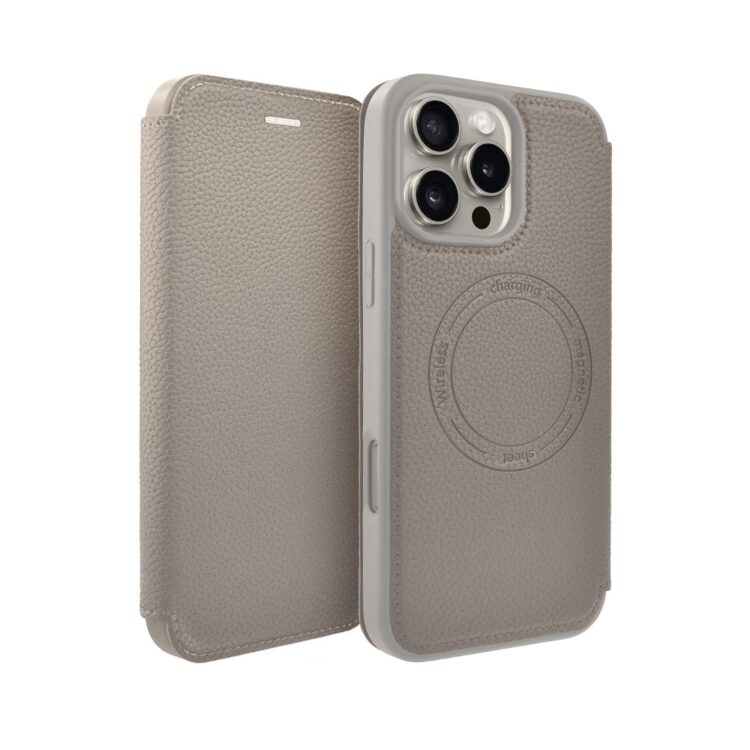 Etui do iPhone 16 Pro z klapką Solid MagSafe Book, typu książka, beżowe (6)