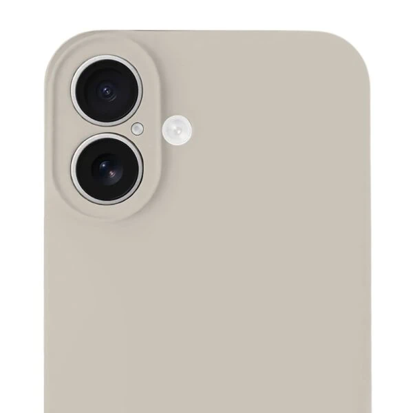 Etui do iPhone 16 silikonowe z mikrofibrą soft touch z osłoną na aparat, cieliste (8)