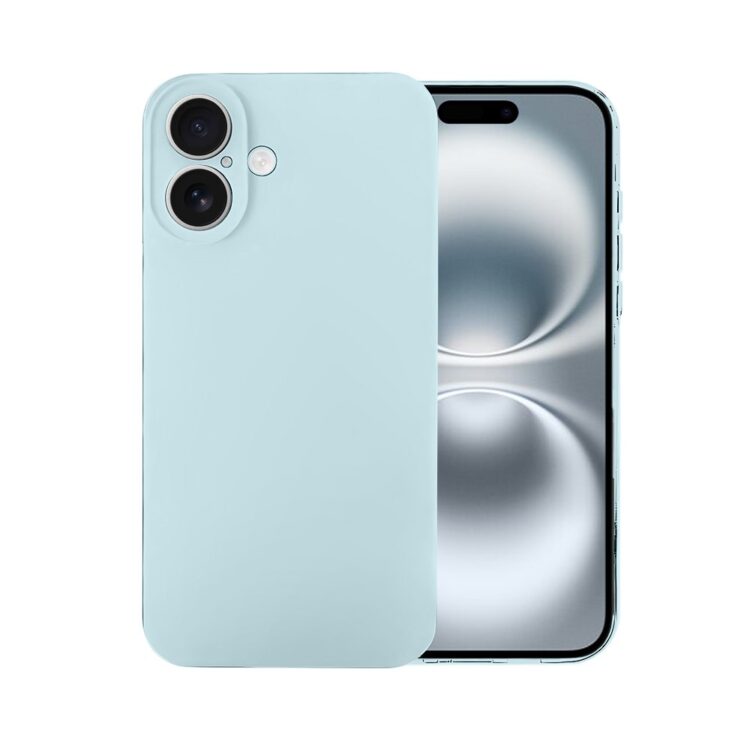 Etui do iPhone 16 silikonowe z mikrofibrą soft touch z osłoną na aparat, jasny niebieski (7)