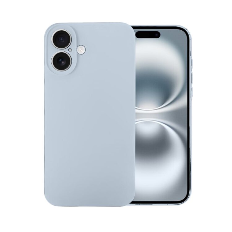 Etui do iPhone 16 silikonowe z mikrofibrą soft touch z osłoną na aparat, lodowy błękit (7)