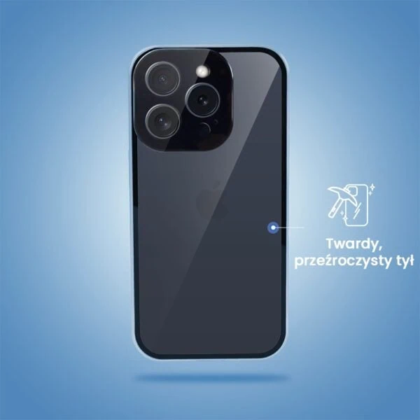 Obudowa do iPhone 15 Pro podwójna szyba i polerowane aluminium 360° magnetyczna, z osłoną aparatu, niebieska (2)