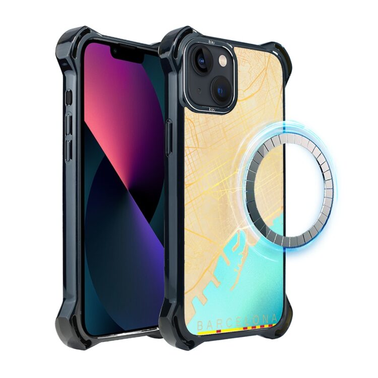 Etui do iPhone 13, Ibizu DropGuard Ultra z MagSafe, Barcelona mapa (3)
