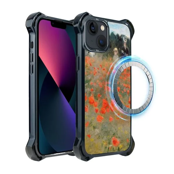 Etui do iPhone 13, Ibizu DropGuard Ultra z MagSafe, Claude Monet, pole maków (4)