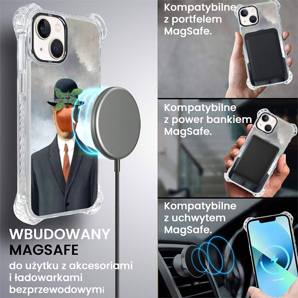 Etui do iPhone 13, Ibizu DropGuard Ultra z MagSafe, Rene Magritte, syn człowieczy (4)
