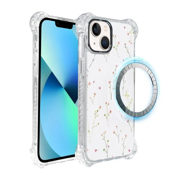 Etui do iPhone 13, Ibizu DropGuard Ultra z MagSafe, drobne różowe kwiatki (3)