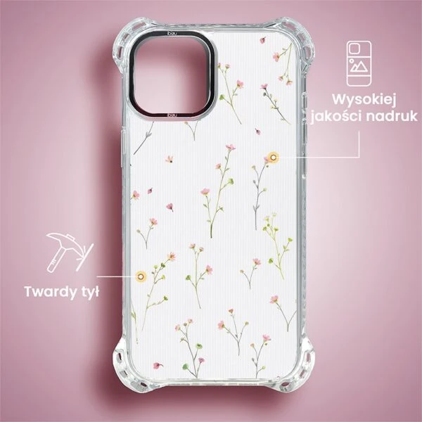 Etui do iPhone 13, Ibizu DropGuard Ultra z MagSafe, drobne różowe kwiatki (4)