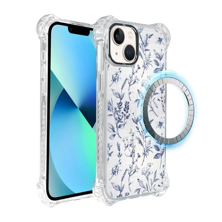 Etui do iPhone 13, Ibizu DropGuard Ultra z MagSafe, kobaltowe kwiatki (3)