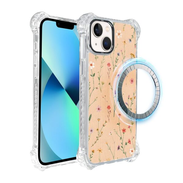 Etui do iPhone 13, Ibizu DropGuard Ultra z MagSafe, kwiaty różnokolorowe na cielistym tle (5)