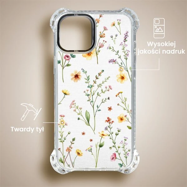 Etui do iPhone 13, Ibizu DropGuard Ultra z MagSafe, kwiaty różnokolorowe na jasnym tle (2)