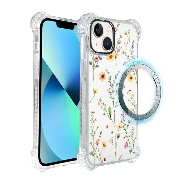 Etui do iPhone 13, Ibizu DropGuard Ultra z MagSafe, kwiaty różnokolorowe na jasnym tle (8)