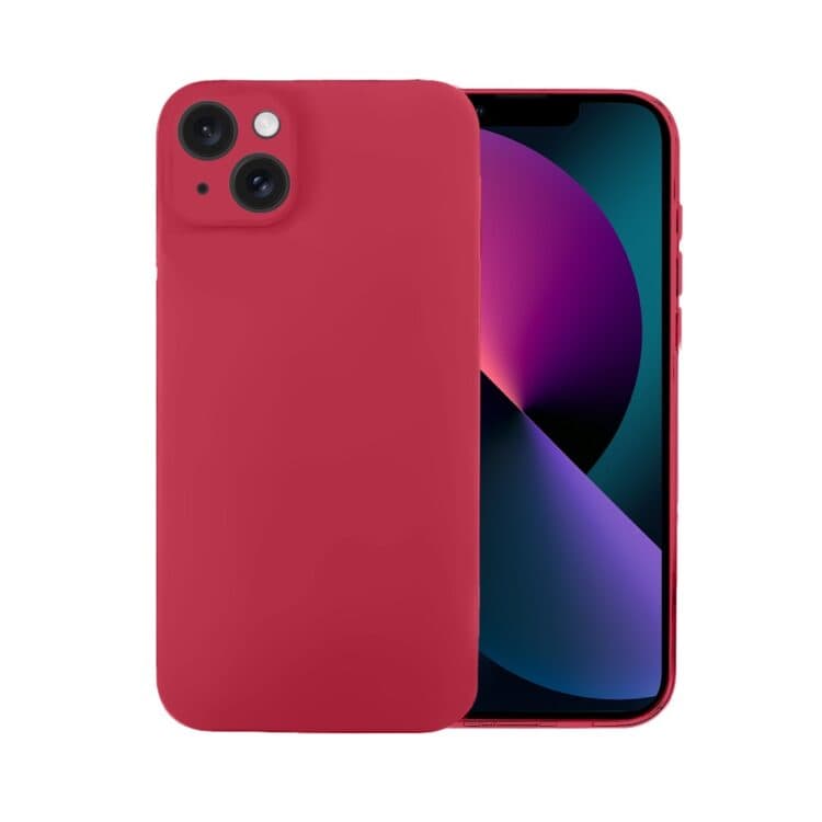Etui do iPhone 13 silikonowe z mikrofibrą soft touch z osłoną na aparat, ceglasta czerwień (2)