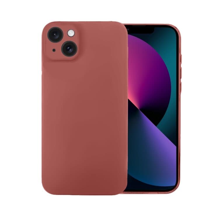 Etui do iPhone 13 silikonowe z mikrofibrą soft touch z osłoną na aparat, gorąca czekolada (2)