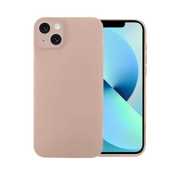 Etui do iPhone 13 silikonowe z mikrofibrą soft touch z osłoną na aparat, kawowe (1)