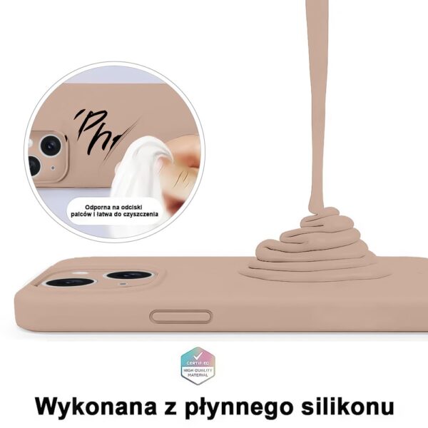 Etui do iPhone 13 silikonowe z mikrofibrą soft touch z osłoną na aparat, kawowe (6)