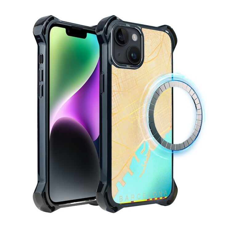 Etui do iPhone 14, Ibizu DropGuard Ultra z MagSafe, Barcelona mapa (3)