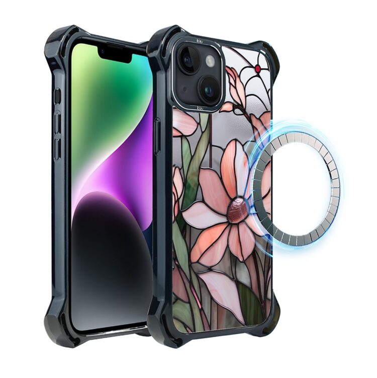 Etui do iPhone 14, Ibizu DropGuard Ultra z MagSafe, Barwy Szkła, Różowa magnolia (3)