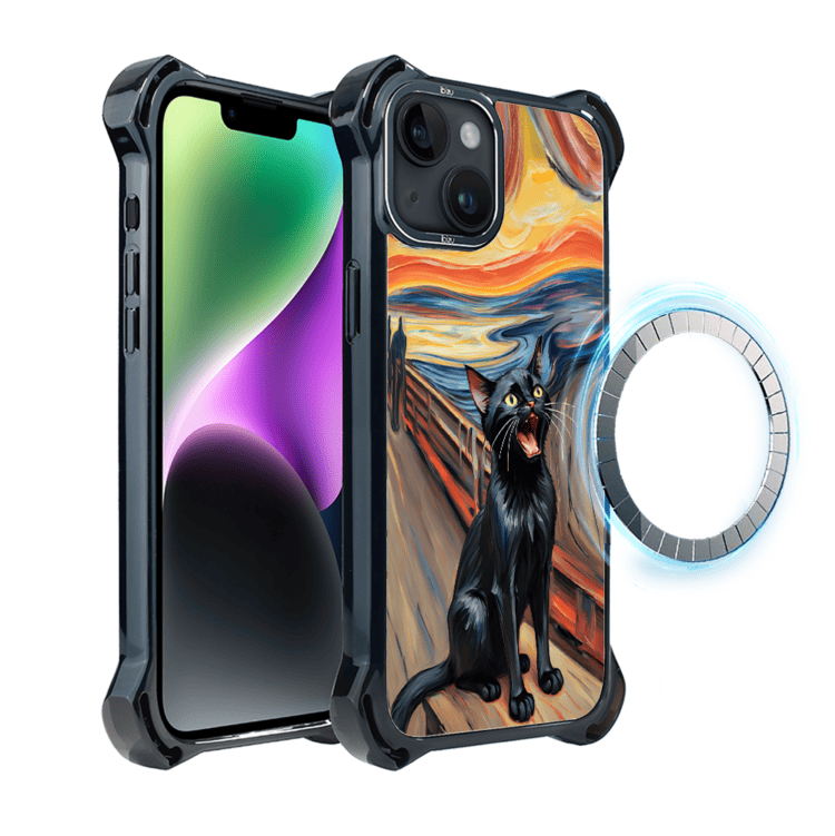 Etui-do-iPhone-14-Ibizu-DropGuard-Ultra-z-MagSafe-Edvard-Munch-krzyk-kota-pop