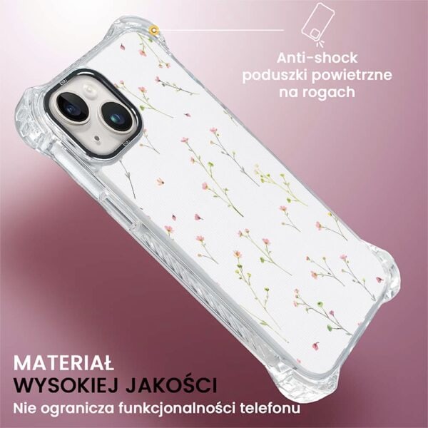 Etui do iPhone 14, Ibizu DropGuard Ultra z MagSafe, drobne różowe kwiatki (6)