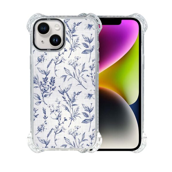 Etui do iPhone 14, Ibizu DropGuard Ultra z MagSafe, kobaltowe kwiatki (2)