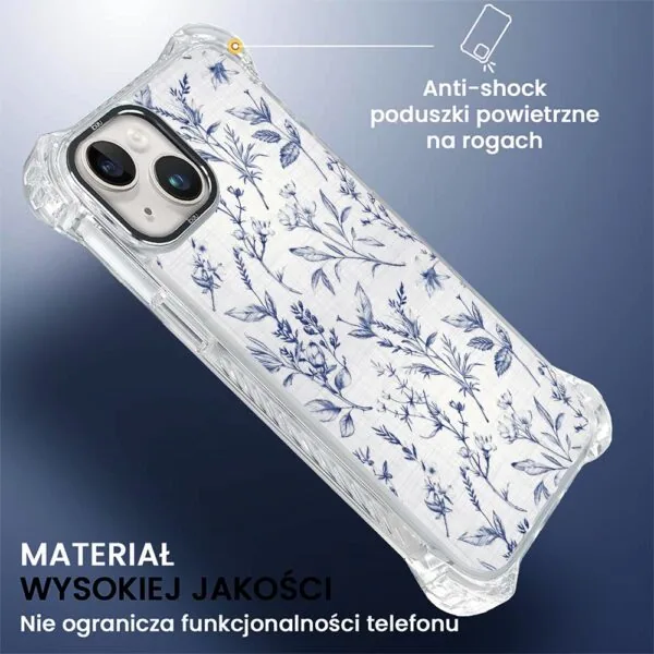 Etui do iPhone 14, Ibizu DropGuard Ultra z MagSafe, kobaltowe kwiatki (6)