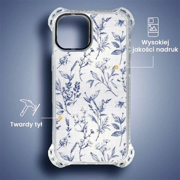 Etui do iPhone 14, Ibizu DropGuard Ultra z MagSafe, kobaltowe kwiatki (8)