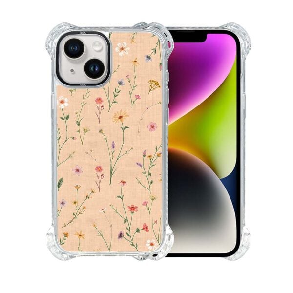 Etui do iPhone 14, Ibizu DropGuard Ultra z MagSafe, kwiaty różnokolorowe na cielistym tle (1)