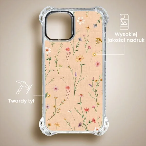 Etui do iPhone 14, Ibizu DropGuard Ultra z MagSafe, kwiaty różnokolorowe na cielistym tle (7)