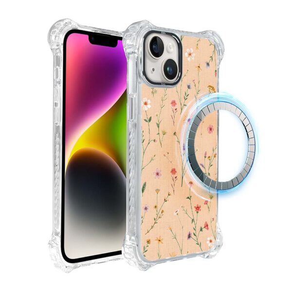 Etui do iPhone 14, Ibizu DropGuard Ultra z MagSafe, kwiaty różnokolorowe na cielistym tle (8)