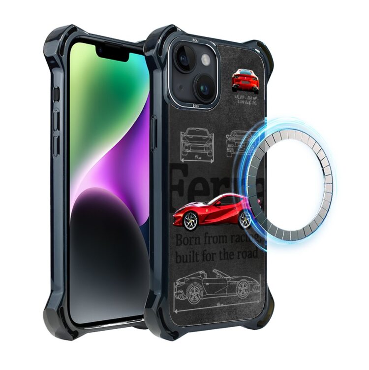 Etui do iPhone 14, Ibizu DropGuard Ultra z MagSafe, samochody, Ferrari (5)