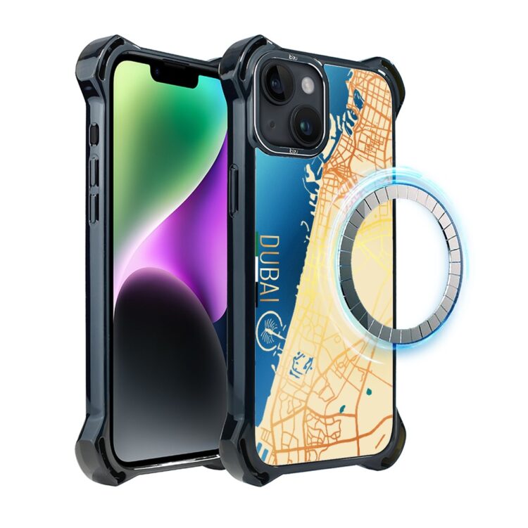 Etui do iPhone 14 Plus, Ibizu DropGuard Ultra z MagSafe, Dubai mapa (3)