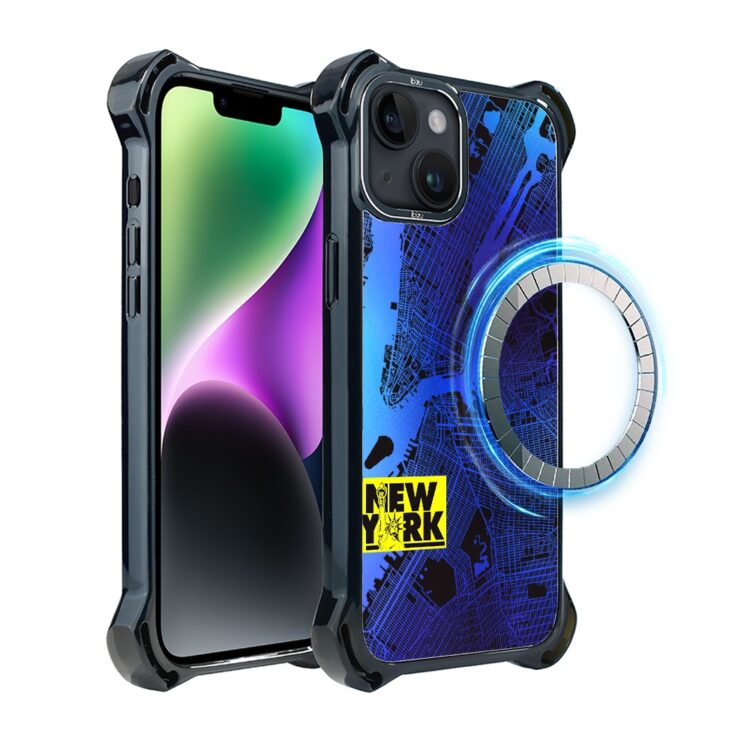 Etui do iPhone 14 Plus, Ibizu DropGuard Ultra z MagSafe, New York mapa (2)