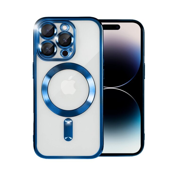 Etui do iPhone 14 Pro Max MagSafe Luxury Protect przeźroczyste, hybrydowa ochrona kamery, niebieskie (1)
