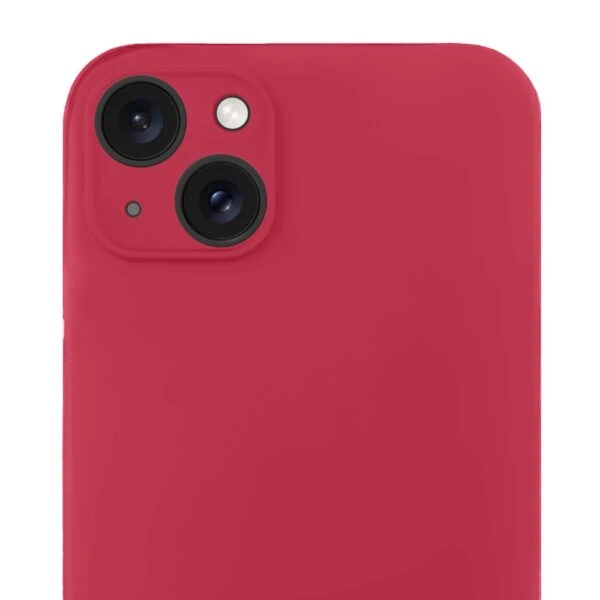 Etui do iPhone 14 silikonowe z mikrofibrą soft touch z osłoną na aparat, ceglasta czerwień (3)