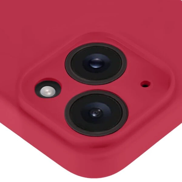 Etui do iPhone 14 silikonowe z mikrofibrą soft touch z osłoną na aparat, ceglasta czerwień (5)