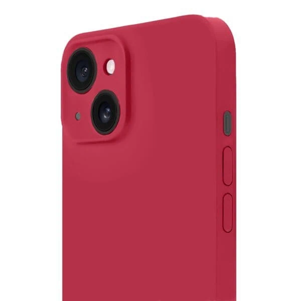 Etui do iPhone 14 silikonowe z mikrofibrą soft touch z osłoną na aparat, ceglasta czerwień (6)