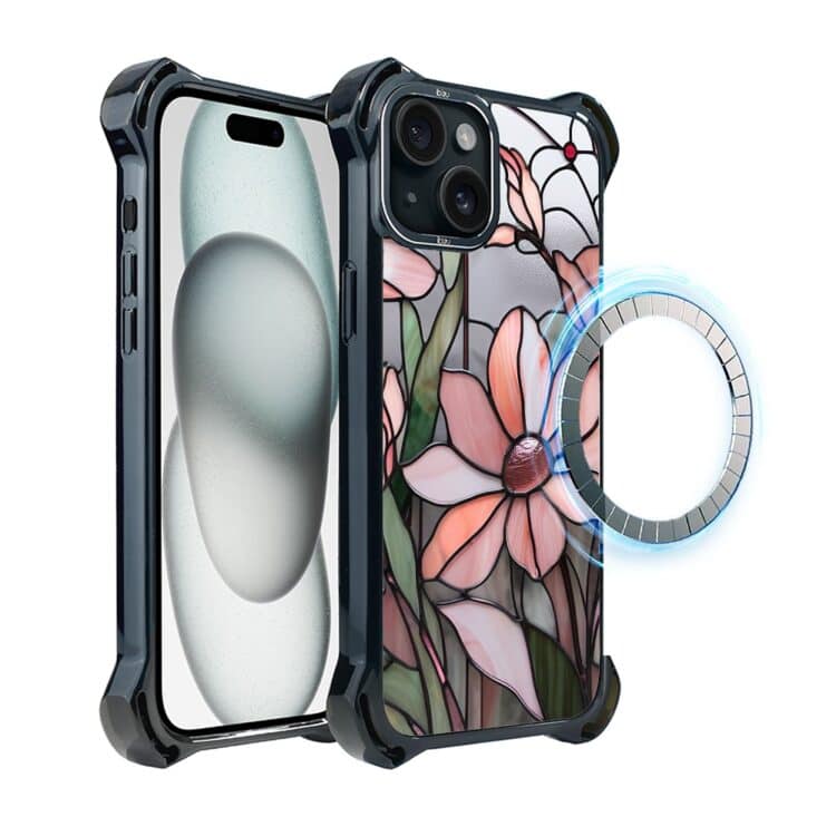 Etui do iPhone 15, Ibizu DropGuard Ultra z MagSafe, Barwy Szkła, Różowa magnolia (3)