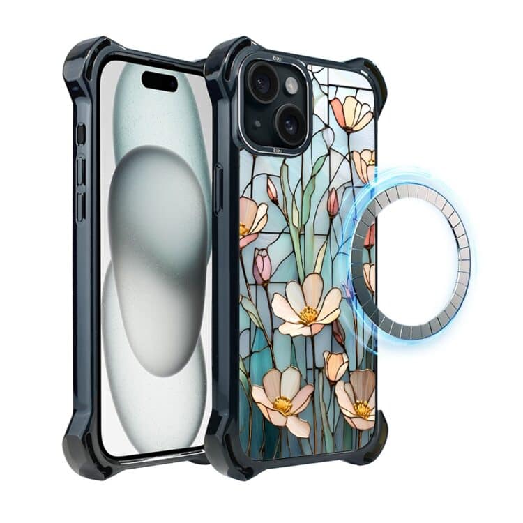 Etui do iPhone 15, Ibizu DropGuard Ultra z MagSafe, Barwy Szkła, Szept kwiatów polnych (3)