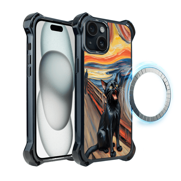 Etui-do-iPhone-15-Ibizu-DropGuard-Ultra-z-MagSafe-Edvard-Munch-krzyk-kota-pop