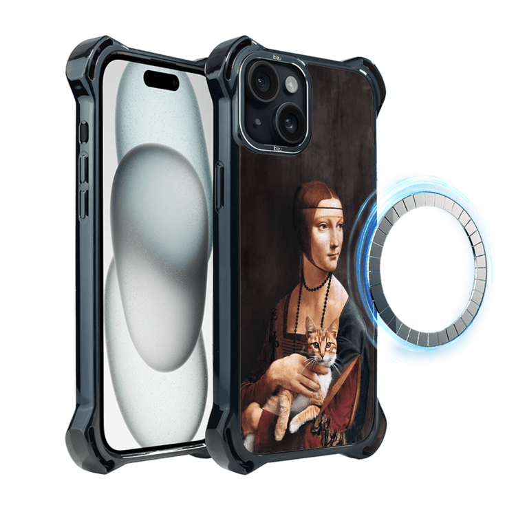 Etui-do-iPhone-15-Ibizu-DropGuard-Ultra-z-MagSafe-Leonardo-Da-Vinci-dama-z-kotem-pop