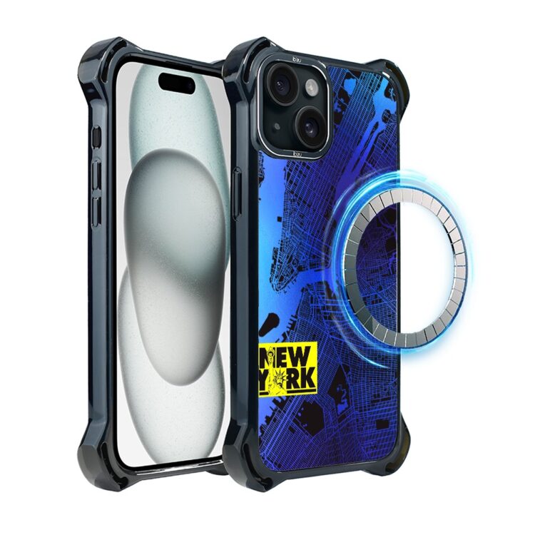 Etui do iPhone 15, Ibizu DropGuard Ultra z MagSafe, New York mapa (3)