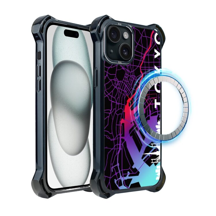 Etui do iPhone 15, Ibizu DropGuard Ultra z MagSafe, Tokyo mapa (3)
