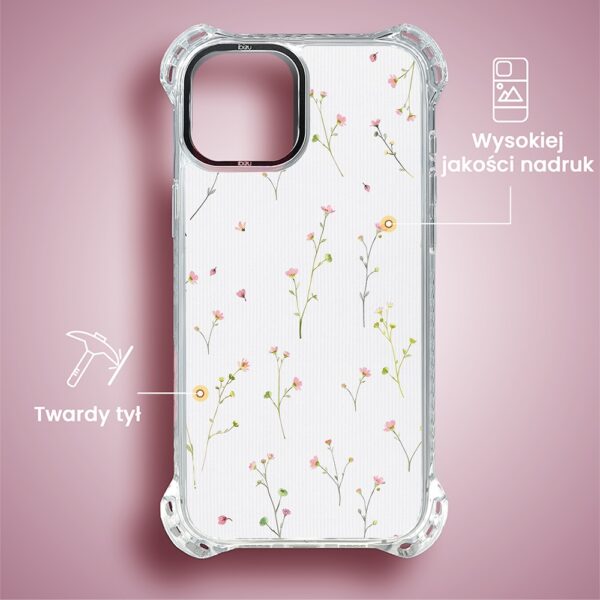 Etui do iPhone 15, Ibizu DropGuard Ultra z MagSafe, drobne różowe kwiatki (2)
