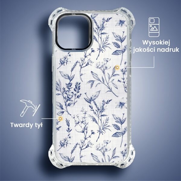 Etui do iPhone 15, Ibizu DropGuard Ultra z MagSafe, kobaltowe kwiatki (2)