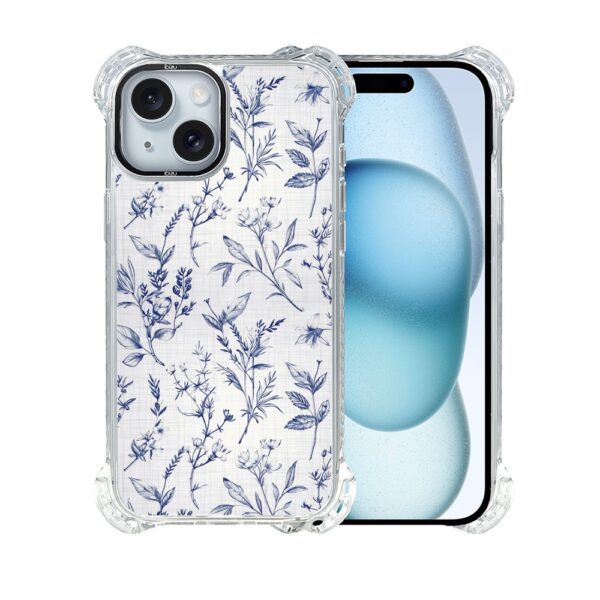 Etui do iPhone 15, Ibizu DropGuard Ultra z MagSafe, kobaltowe kwiatki (4)