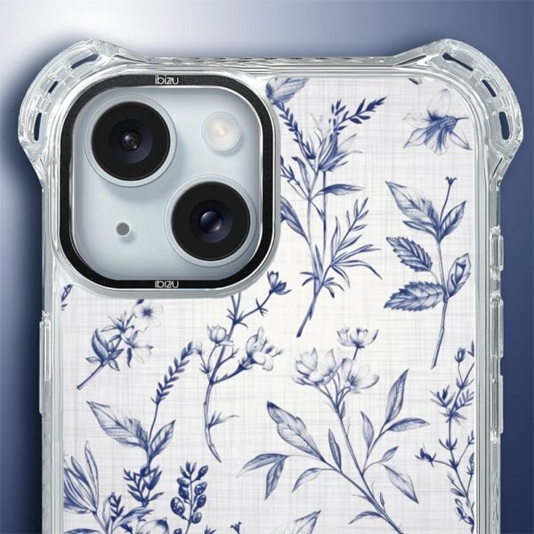 Etui do iPhone 15, Ibizu DropGuard Ultra z MagSafe, kobaltowe kwiatki (5)