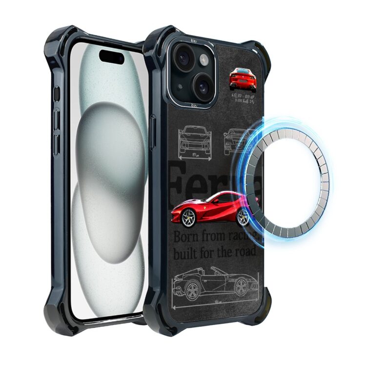 Etui do iPhone 15, Ibizu DropGuard Ultra z MagSafe, samochody, Ferrari (1)