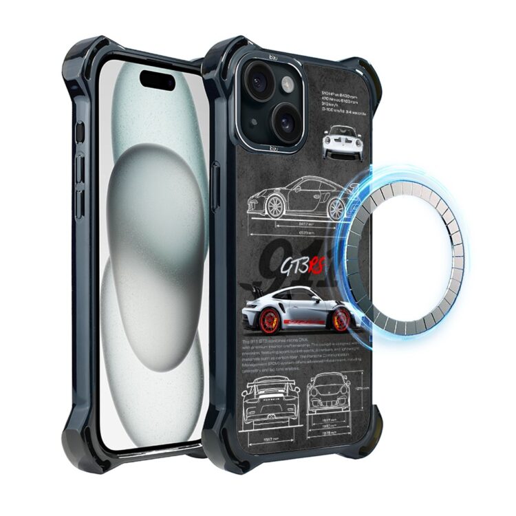 Etui do iPhone 15, Ibizu DropGuard Ultra z MagSafe, samochody, Porsche 911 (8)