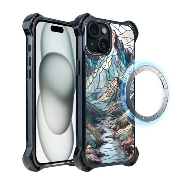 Etui do iPhone 15 Plus, Ibizu DropGuard Ultra z MagSafe, Barwy Szkła, górski potok (2)