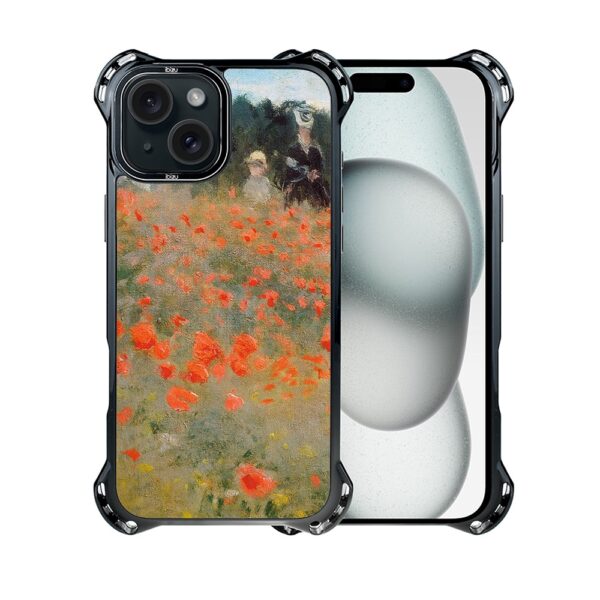 Etui do iPhone 15 Plus, Ibizu DropGuard Ultra z MagSafe, Claude Monet, pole maków (8)