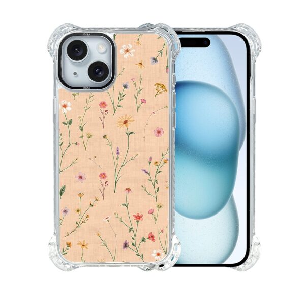 Etui do iPhone 15 Plus, Ibizu DropGuard Ultra z MagSafe, kwiaty różnokolorowe na cielistym tle (3)